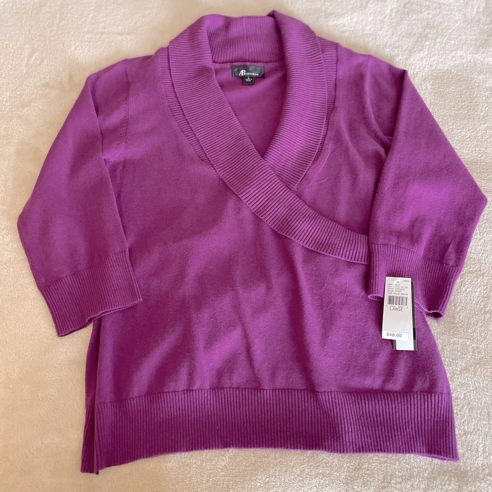 AB Studio V-Neck 3/4 Sweater - Size L - Picture 6 of 12